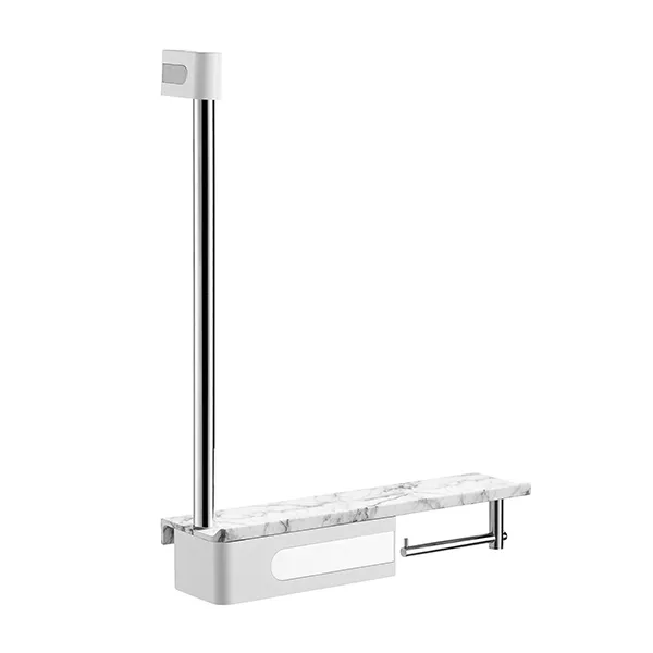 Wall Mount Storage Box Toilet Roll Holder with Marble Textured Glass Top Shelf