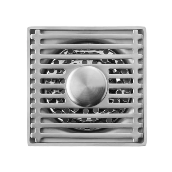 Brushed Stainless Steel Deodorant Floor Drain with Double Filter 100×100mm